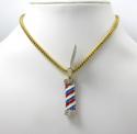 10k yellow gold enamel diamond barber pole pendant 0.59ct