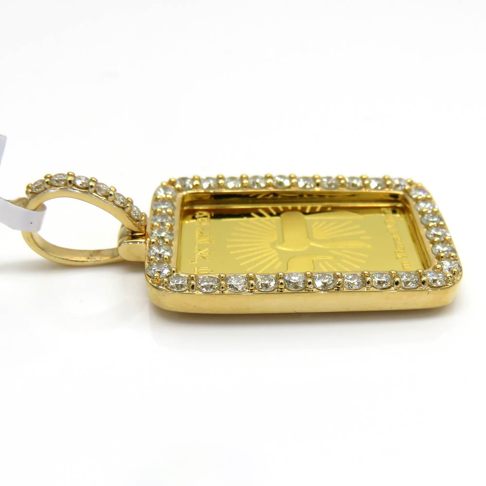 14k yellow gold diamond frame with 24k gold chai pendant 1.13ct - Image 3