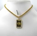 14k yellow gold diamond frame with 24k gold chai pendant 1.13ct 