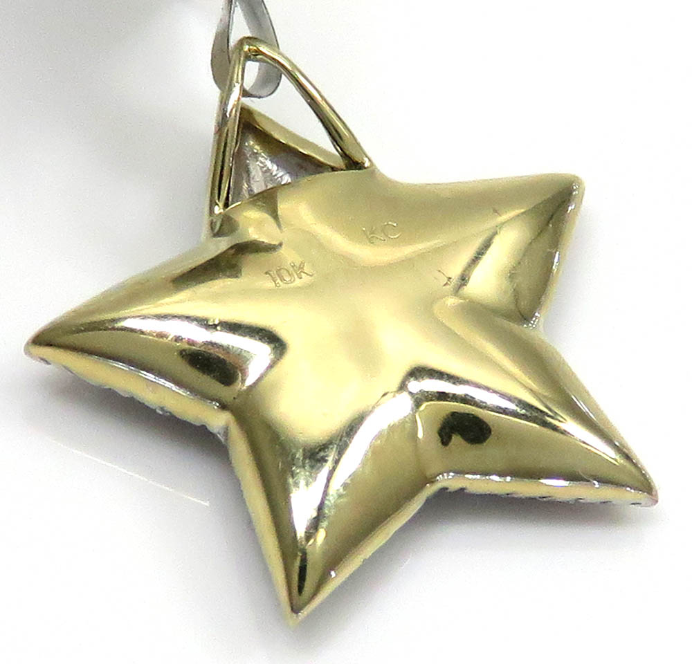 10k yellow gold small diamond mario star pendant 0.34ct - Image 4