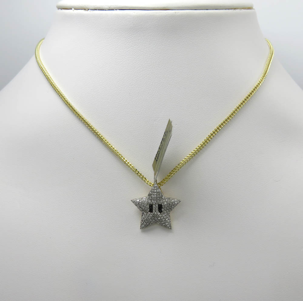 10k yellow gold small diamond mario star pendant 0.34ct - Image 6