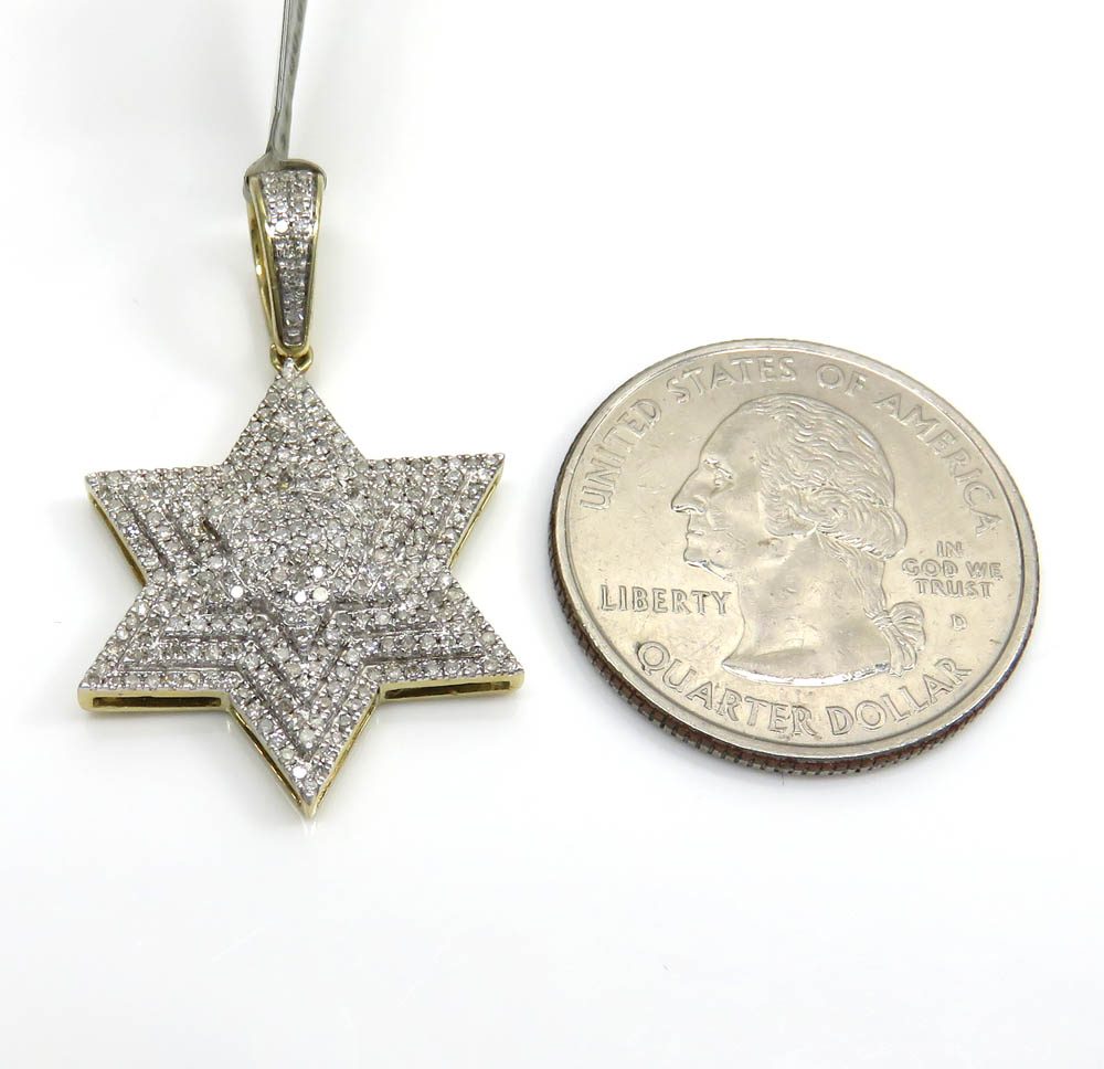10k yellow gold tier diamond star of david pendant 0.65ct