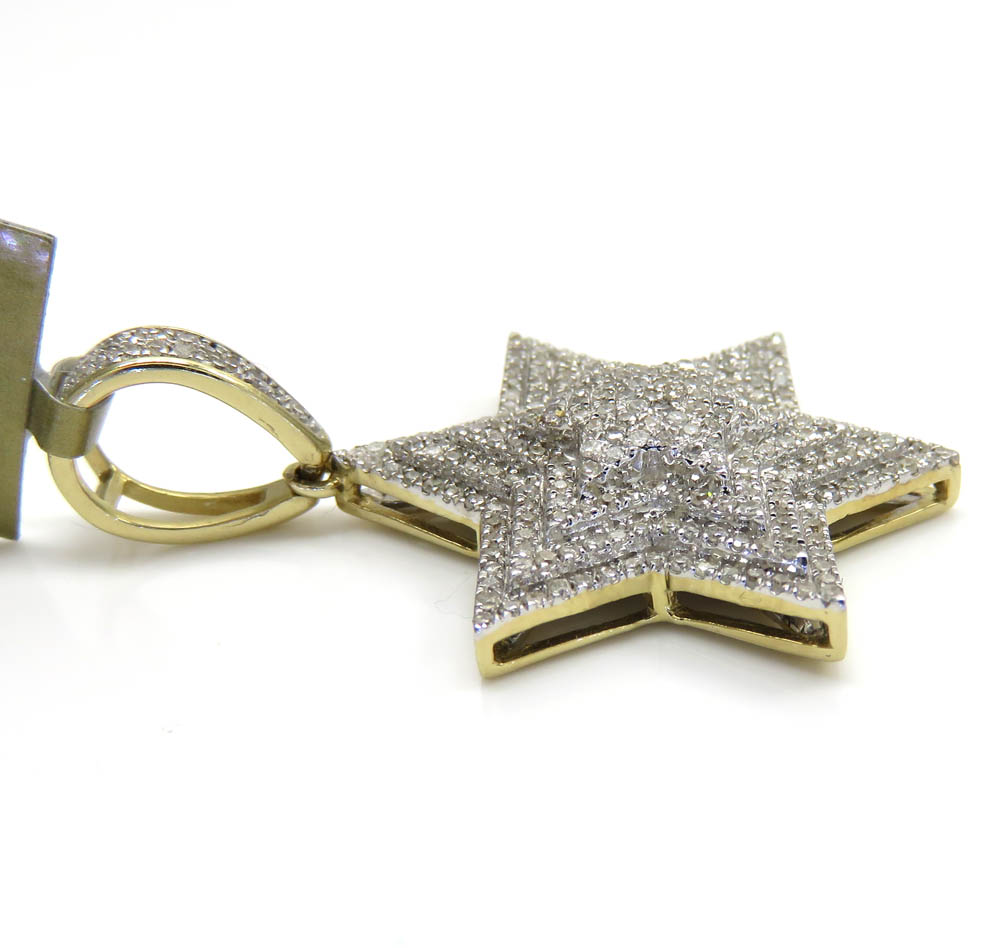 10k yellow gold tier diamond star of david pendant 0.65ct