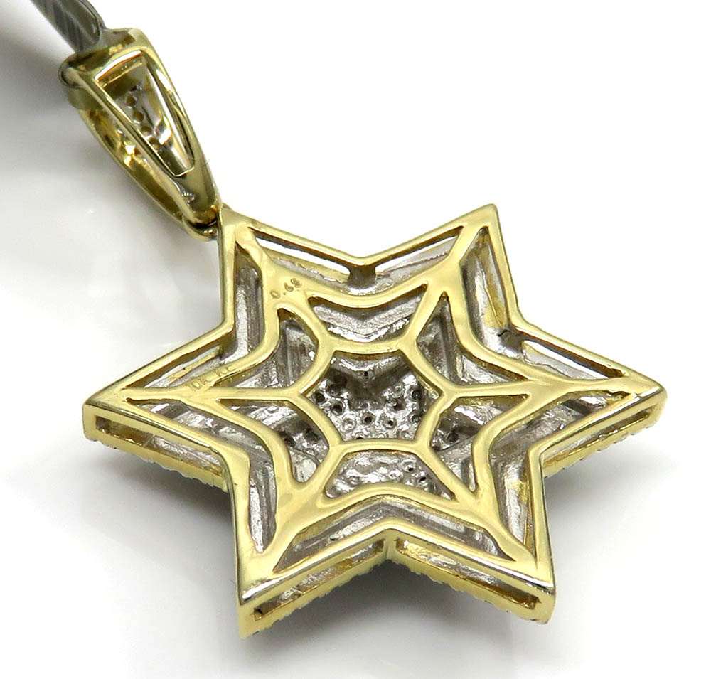 10k yellow gold tier diamond star of david pendant 0.65ct
