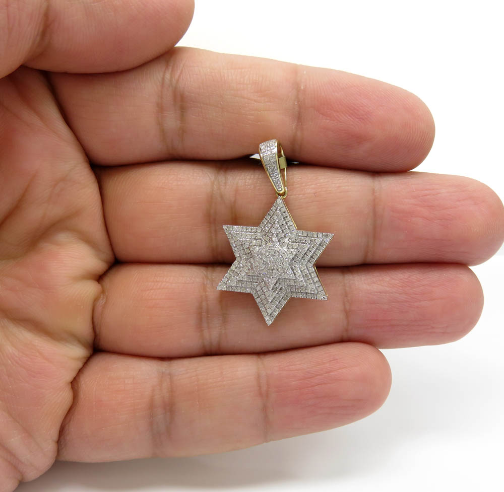 10k yellow gold tier diamond star of david pendant 0.65ct