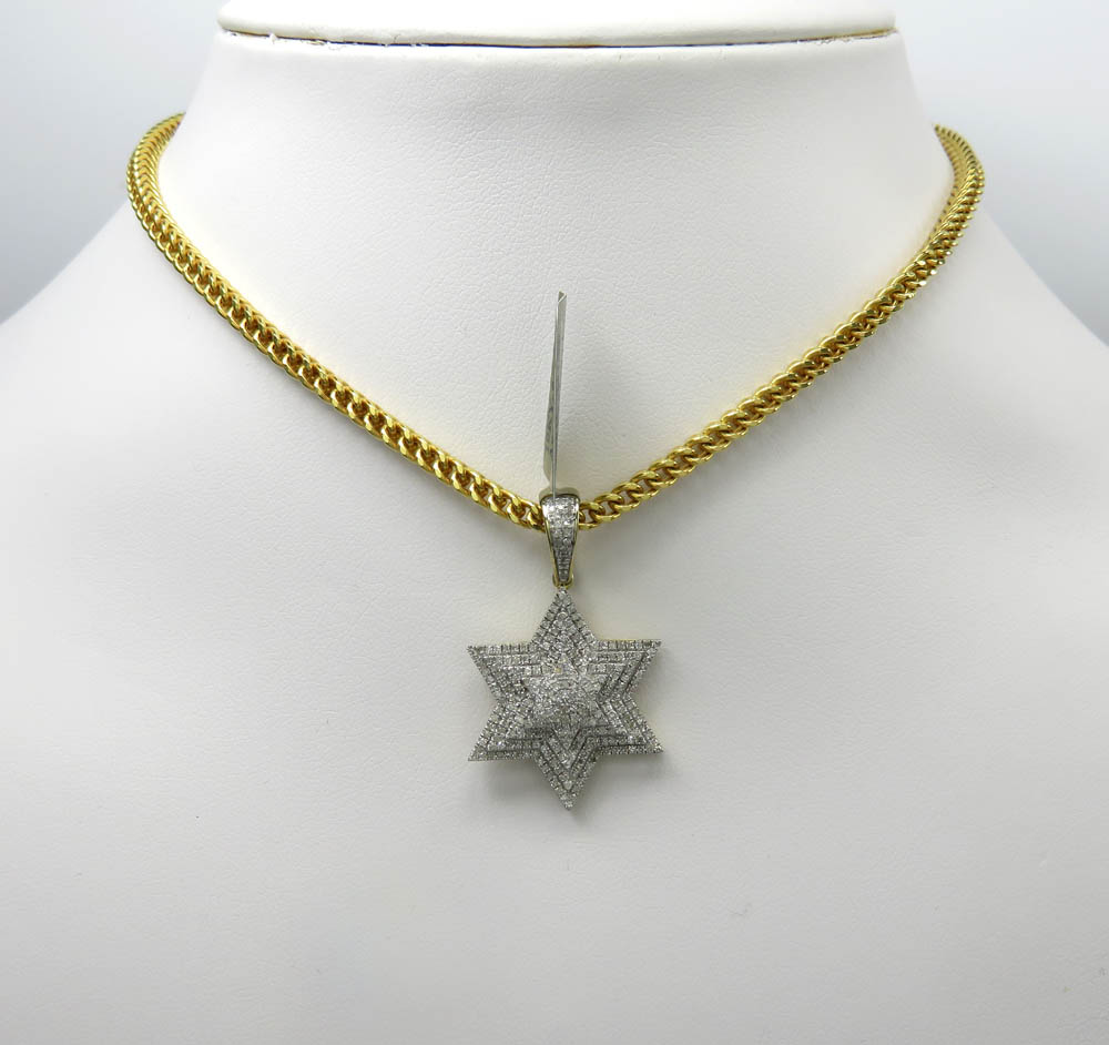 10k yellow gold tier diamond star of david pendant 0.65ct