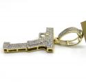 10k yellow gold diamond glock handgun pendant 0.46ct