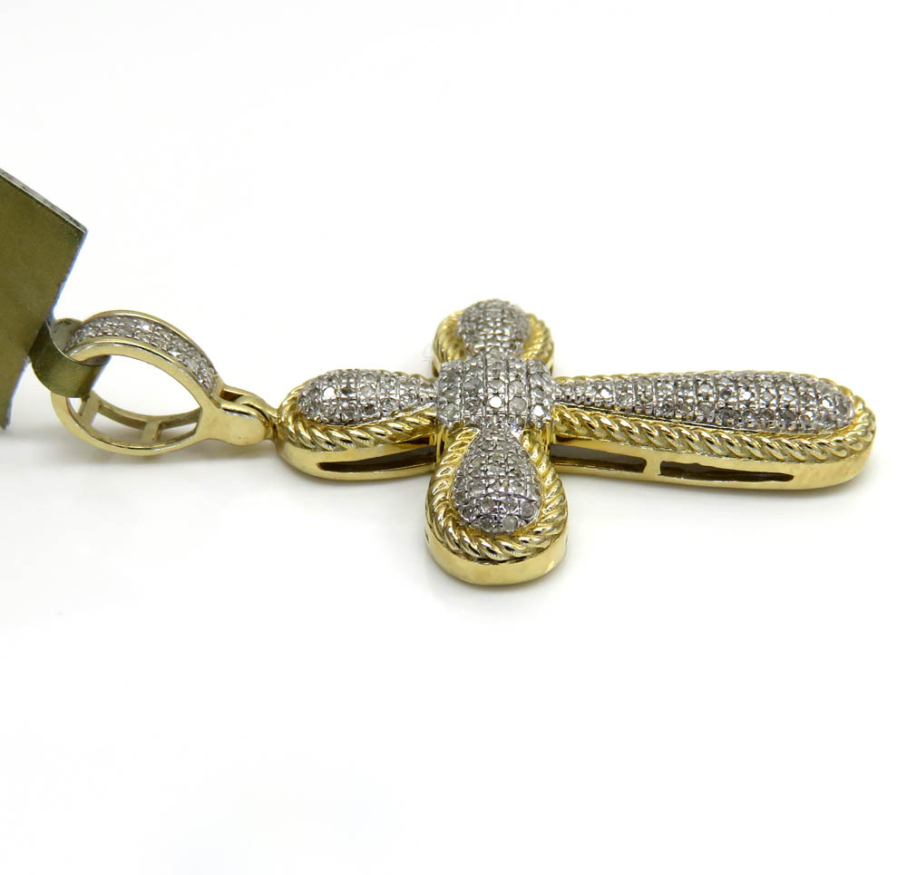 10k two tone medium diamond bubble cross 0.32ct  