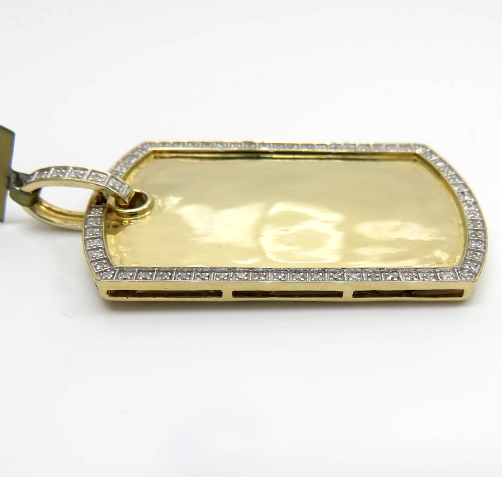 10k yellow gold diamond frame dog tag pendant 0.37ct