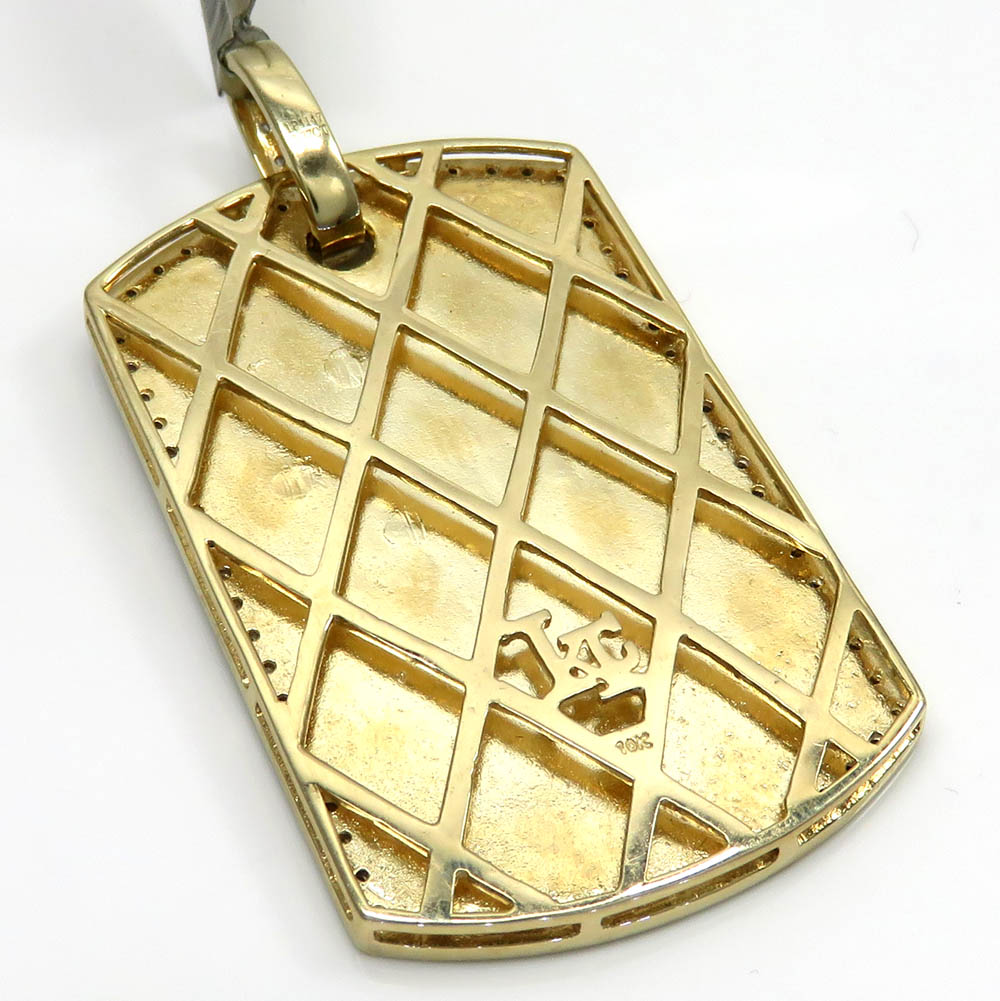 10k yellow gold diamond frame dog tag pendant 0.37ct