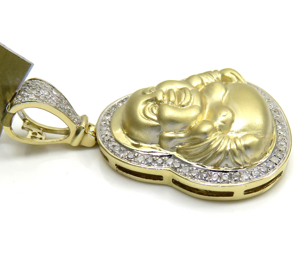10k yellow gold diamond fat buddha 0.31ct - Image 3