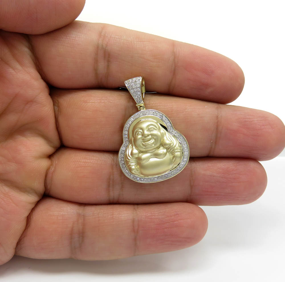 10k yellow gold diamond fat buddha 0.31ct - Image 5