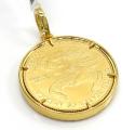14k yellow gold large diamond liberty 1/2 oz coin pendant 1.15ct