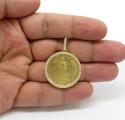 14k yellow gold large diamond liberty 1/2 oz coin pendant 1.15ct
