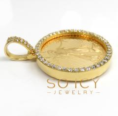 14k yellow gold large diamond liberty 1/2 oz coin pendant 1.15ct