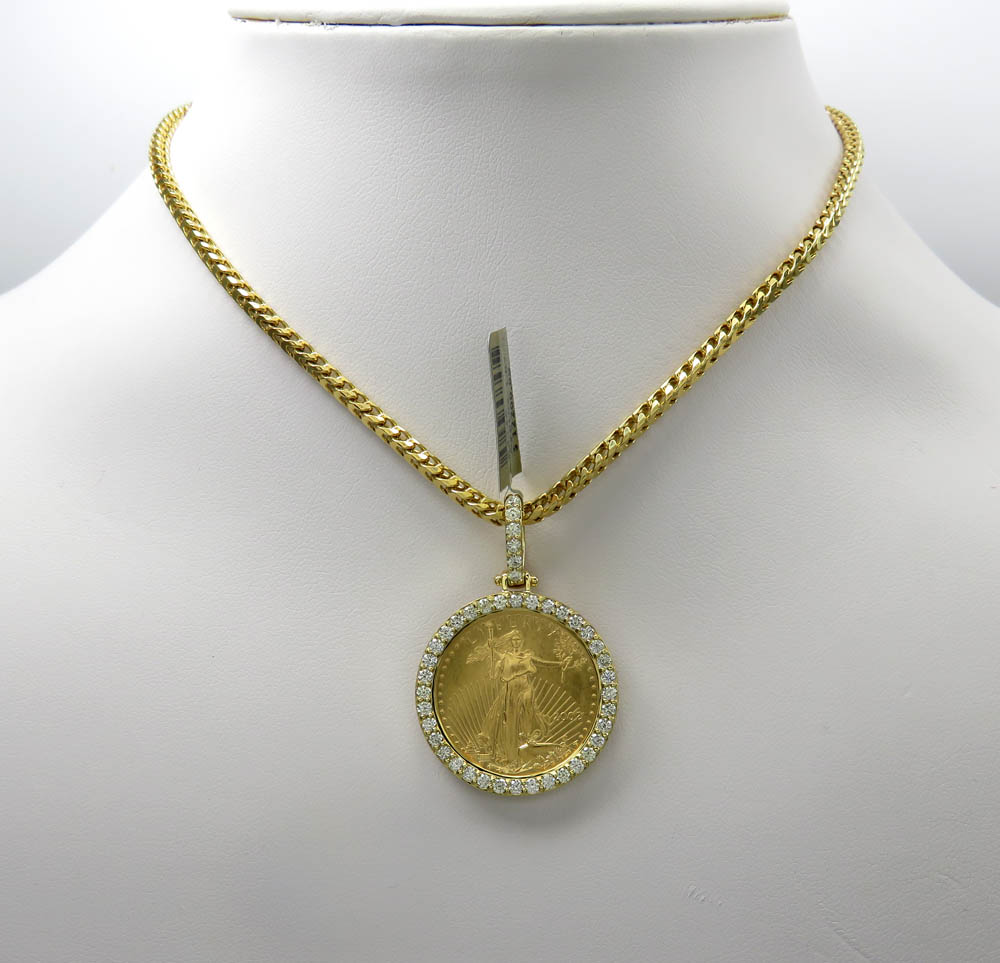 10k yellow gold medium diamond lady liberty 1/4 oz coin pendant 1.07ct - Image 6