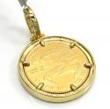 10k yellow gold medium diamond lady liberty 1/4 oz coin pendant 1.07ct
