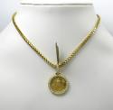 10k yellow gold small diamond lady liberty 1/10 oz coin pendant 0.70ct