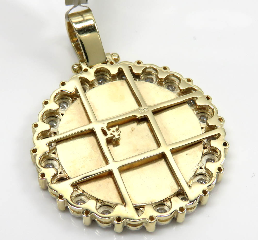 10k yellow gold large diamond picture pendant 0.67ct