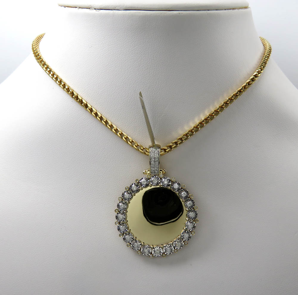 10k yellow gold large diamond picture pendant 0.67ct