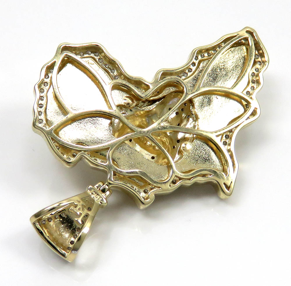 10k yellow gold large diamond africa lion king pendant 0.83ct  - Image 4