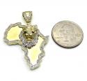 10k yellow gold large diamond africa lion king pendant 0.83ct 