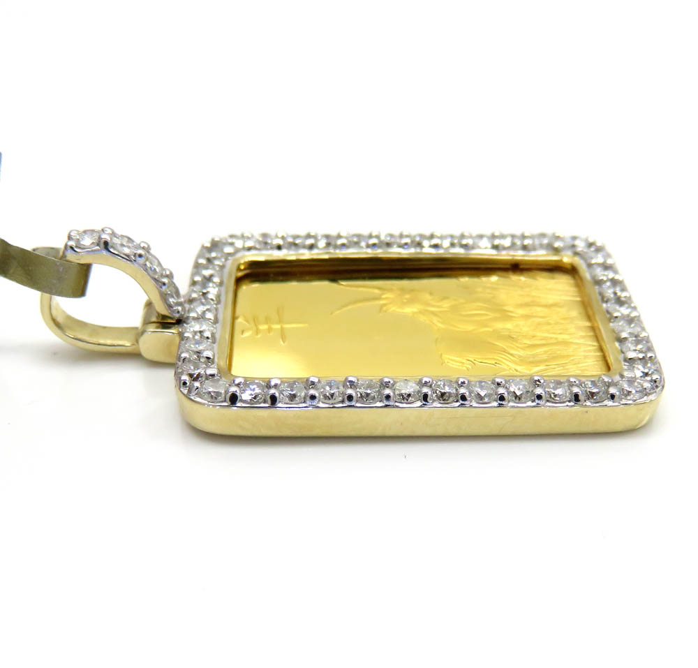 10k yellow gold large diamond goat suisse bar pendant 1.04ct