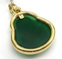 10k yellow gold large green jade fat buddha diamond pendant 0.60ct