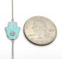 14k white gold turquoise enamel diamond hamsa bracelet 7 inches 0.03ct