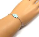 14k white gold turquoise enamel diamond hamsa bracelet 7 inches 0.03ct