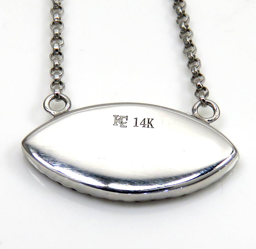 14k white gold enamel diamond evil eye pendant and chain 16 inches 0.12ct
