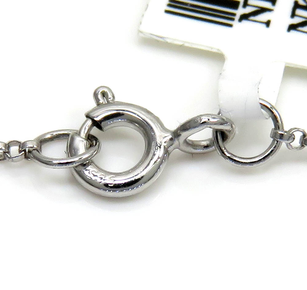 14k white gold enamel diamond evil eye pendant and chain 16 inches 0.12ct