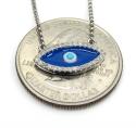 14k white gold enamel diamond evil eye pendant and chain 16 inches 0.12ct