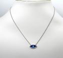 14k white gold enamel diamond evil eye pendant and chain 16 inches 0.12ct