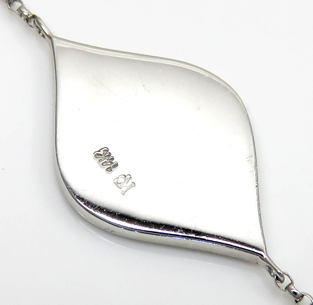 14k white gold blue enamel diamond evil eye bracelet 7 inches 0.07ct