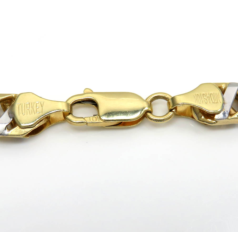 10k two tone fancy anchor link chain 22 inches 7mm