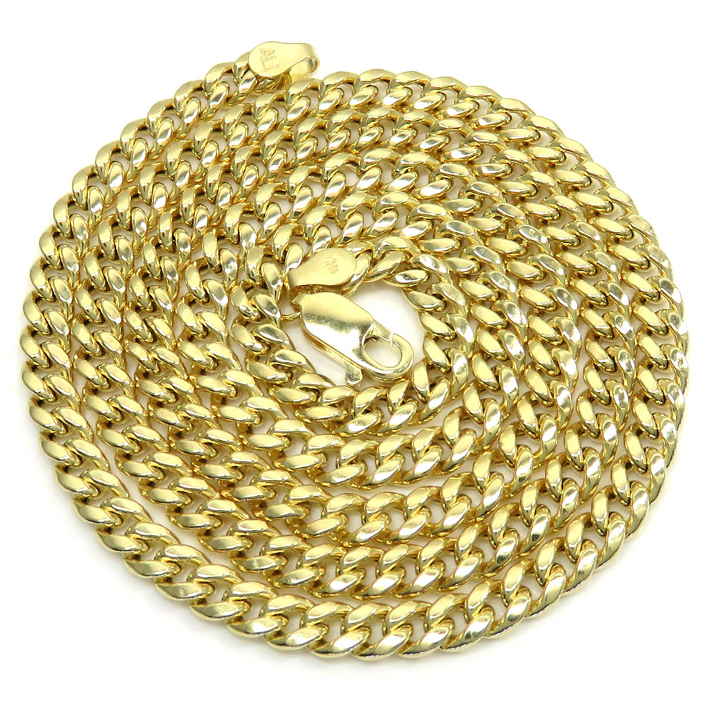 10k yellow gold hollow miami link chain 20-26 inches 4.50mm