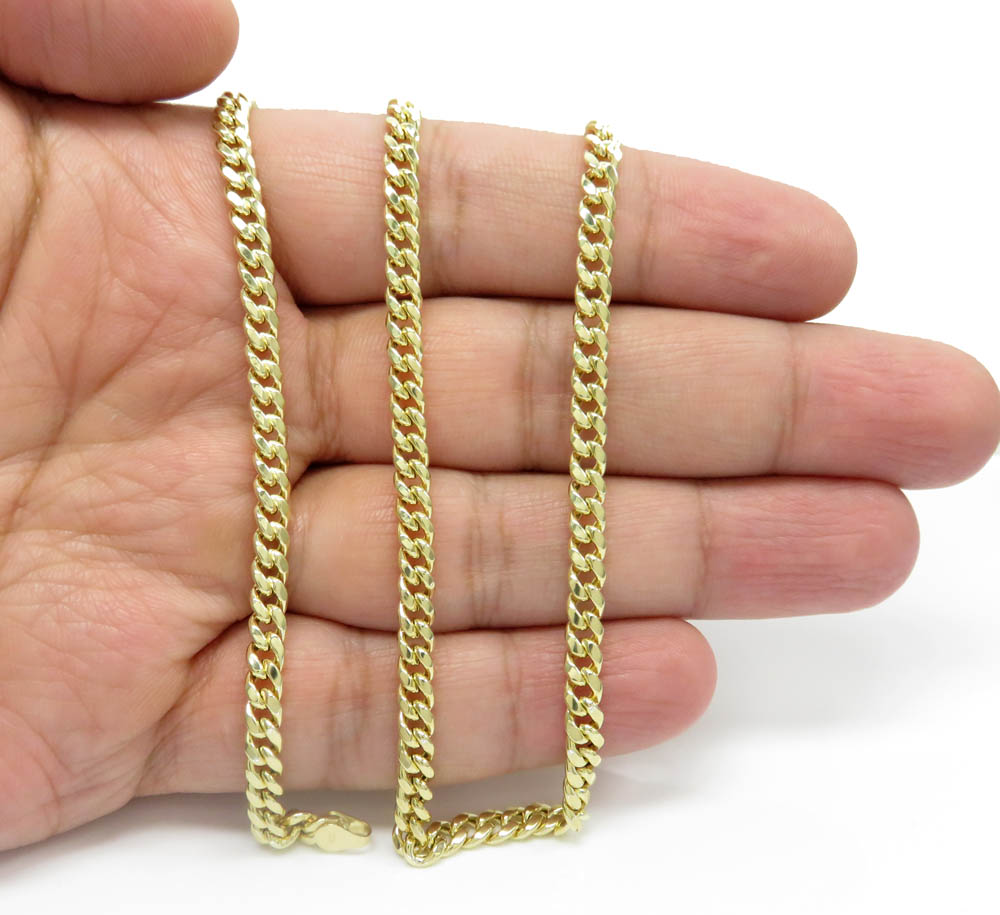 10k yellow gold hollow miami link chain 20-26 inches 4.50mm