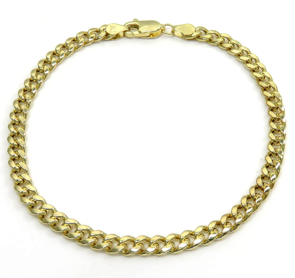 10k yellow gold hollow miami link bracelet 8 inches 4.50mm
