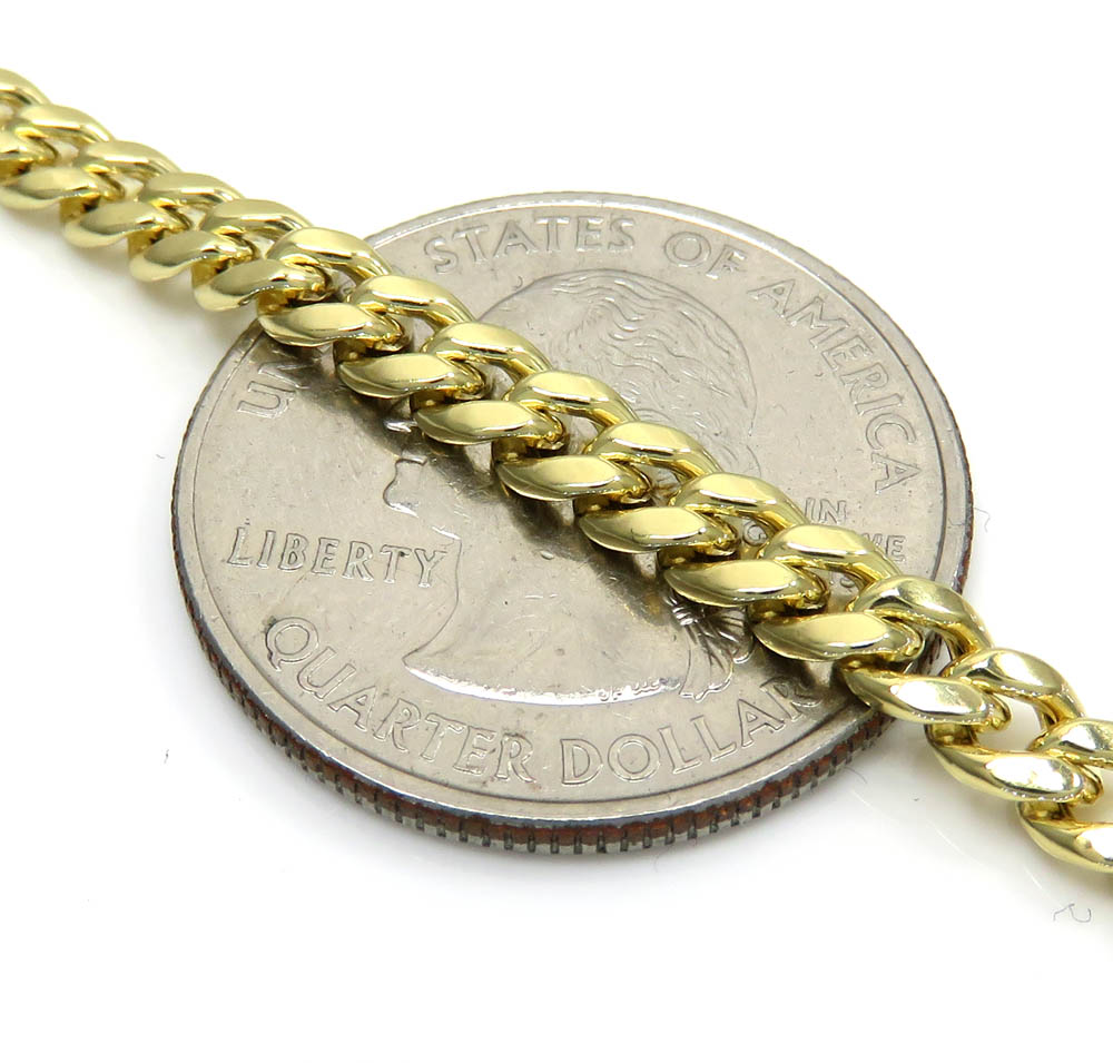 10k yellow gold hollow miami link bracelet 8 inches 4.50mm