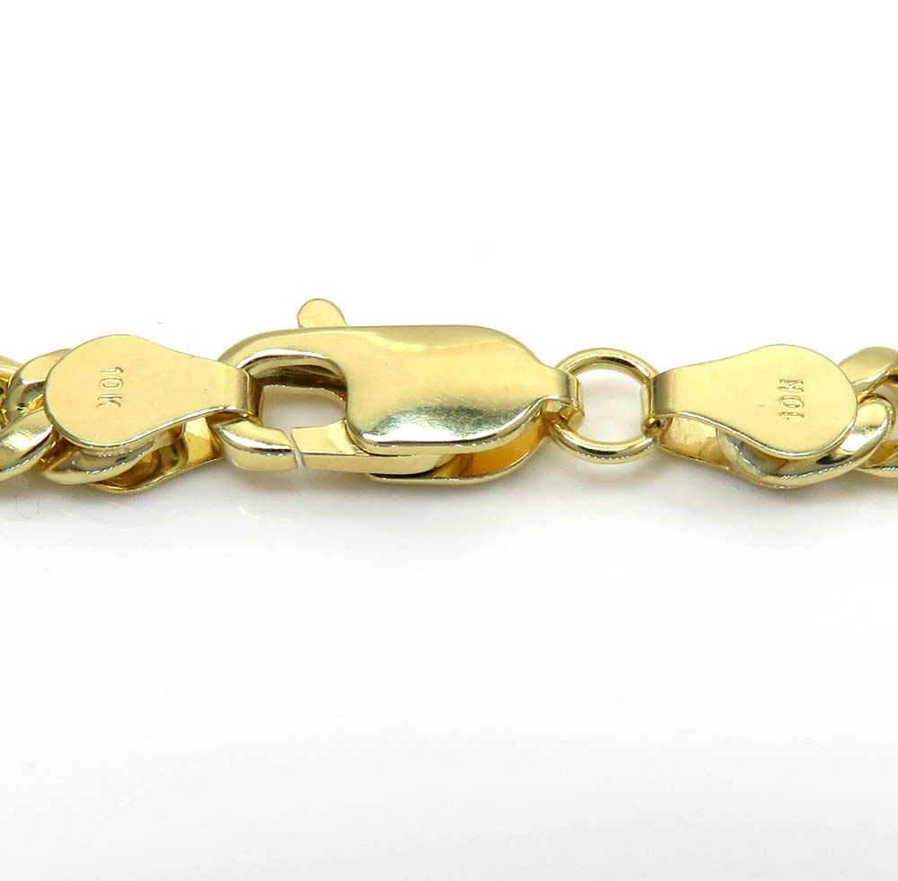 10k yellow gold hollow miami link bracelet 8 inches 4.50mm