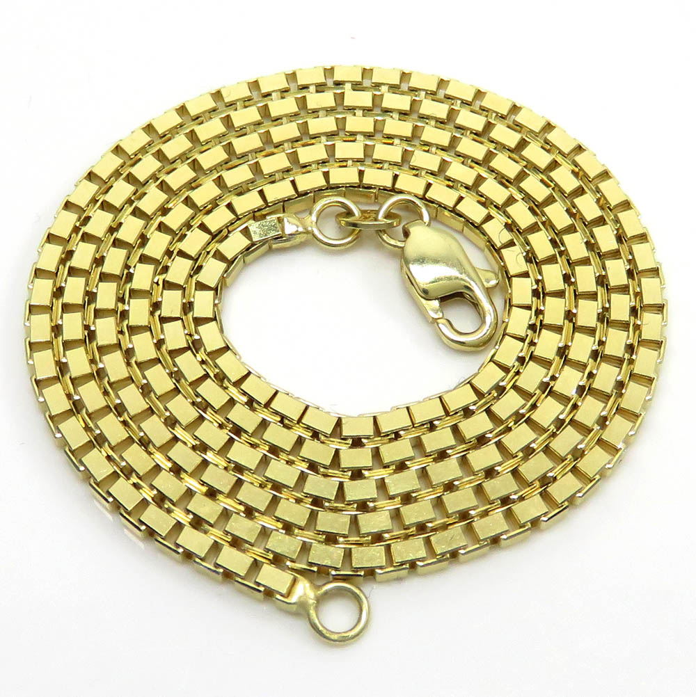 10k yellow gold solid box link chain 20-24 inches 2mm 