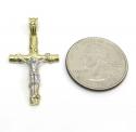 10k solid two tone small bark wood finish jesus cross