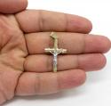 10k solid two tone small bark wood finish jesus cross