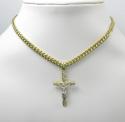 10k solid two tone small bark wood finish jesus cross