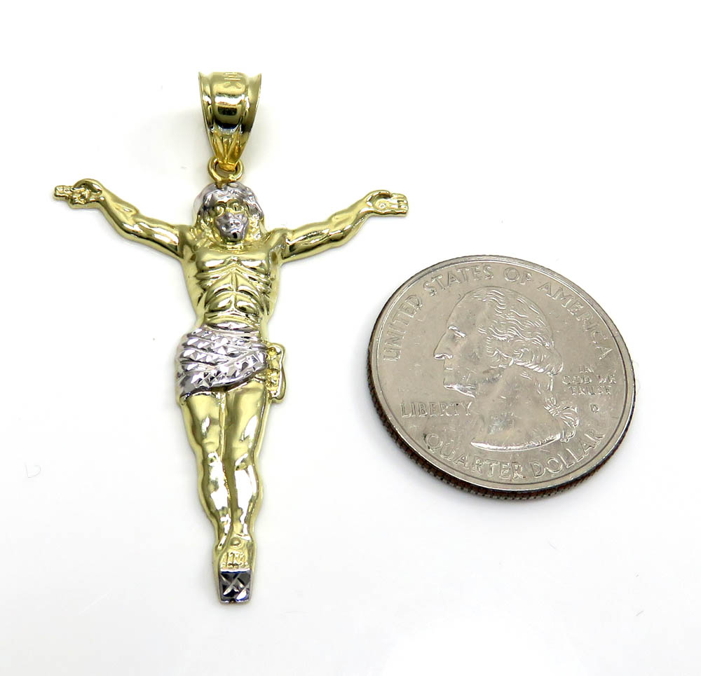 10k two tone gold medium hanging jesus - Image 2