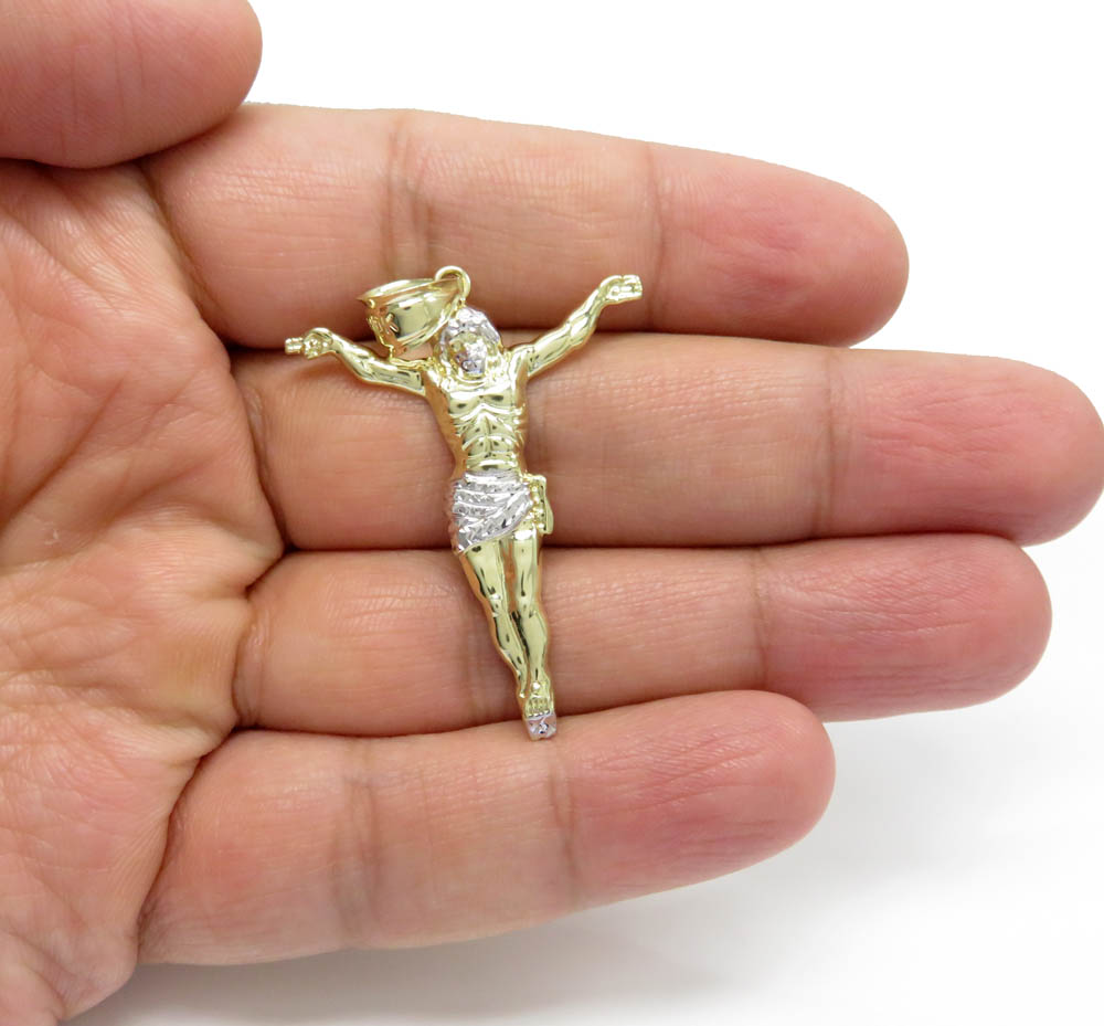 10k two tone gold medium hanging jesus