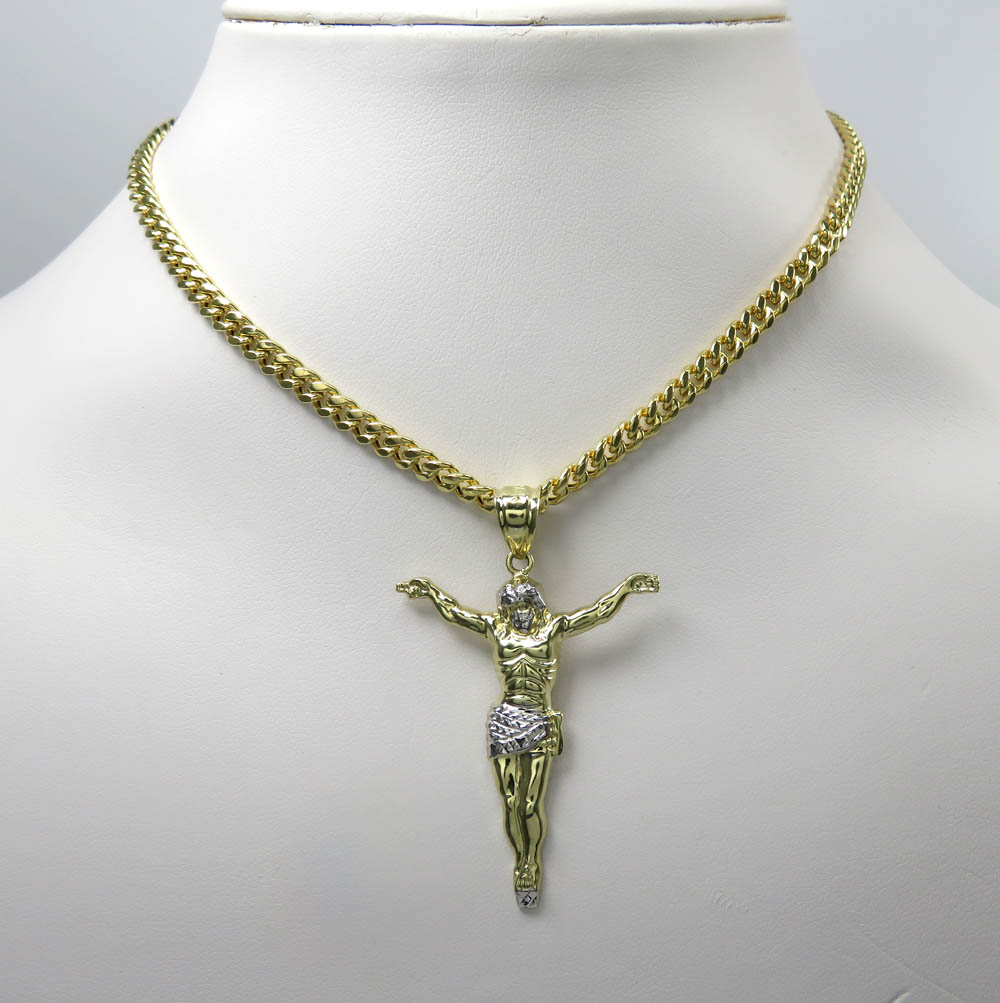 10k two tone gold medium hanging jesus