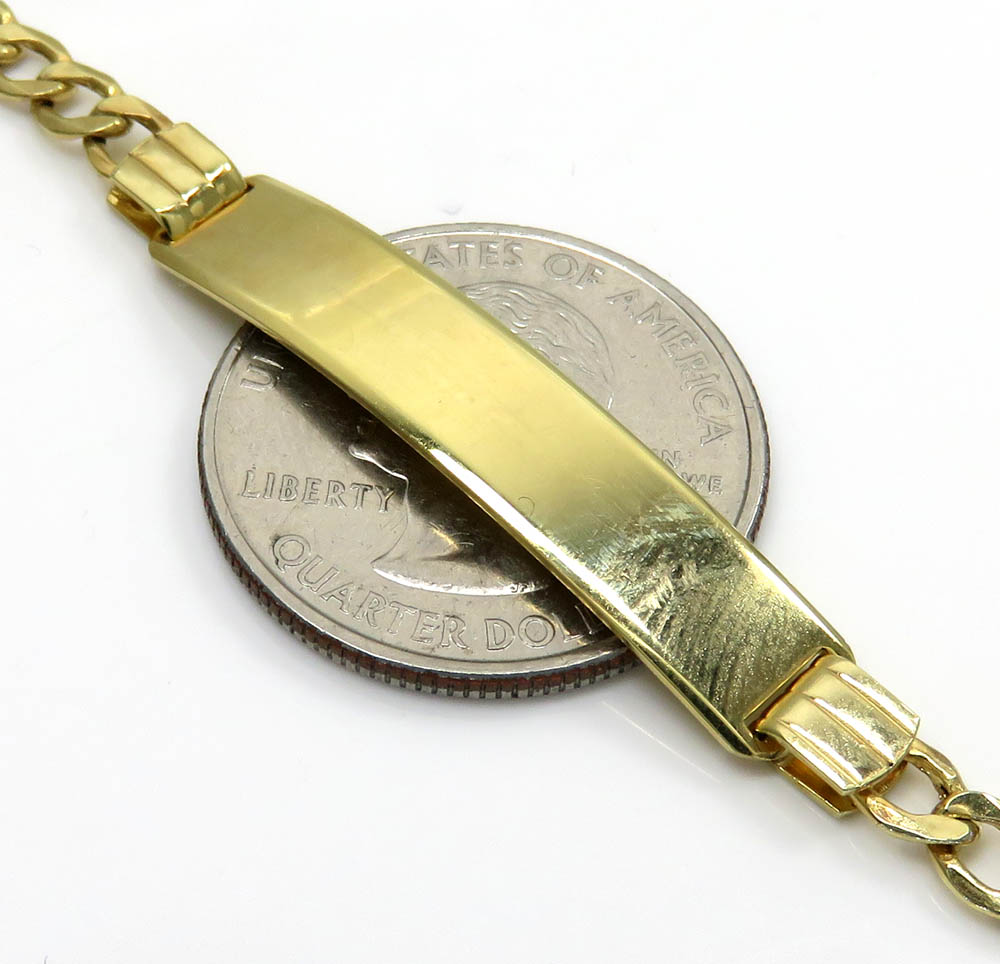 10k yellow gold hollow cuban id bracelet 8 inch 4.2mm 