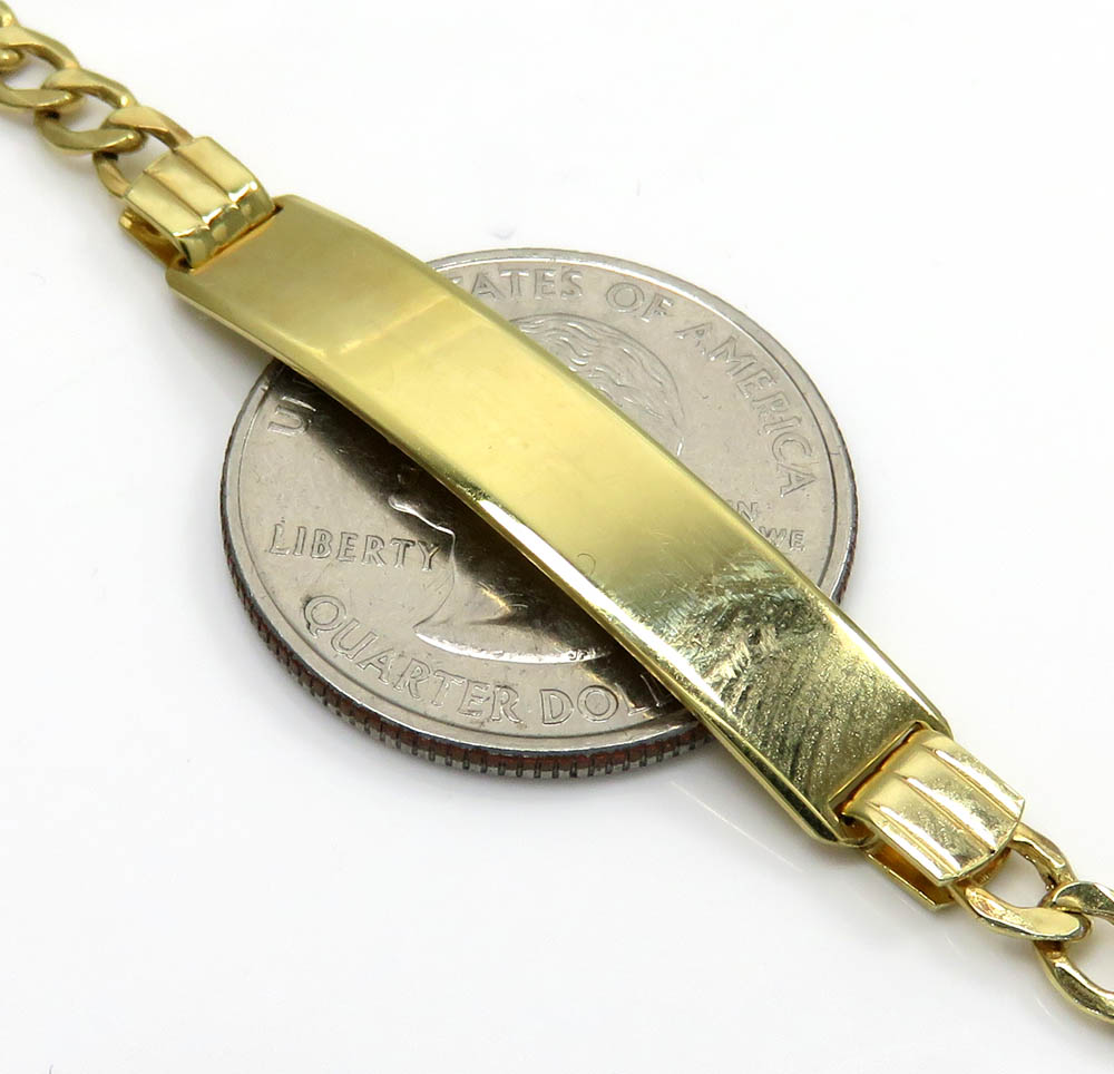 10k yellow gold hollow cuban id bracelet 8 inch 4.2mm - Image 2